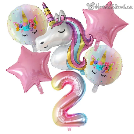 Jednorožec - Unicorn narozeninový set balonků 7ks