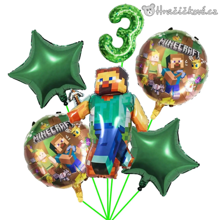 Narozeninový set balónků Minecraft 6 ks | Narozeninová výzdoba Minecraft