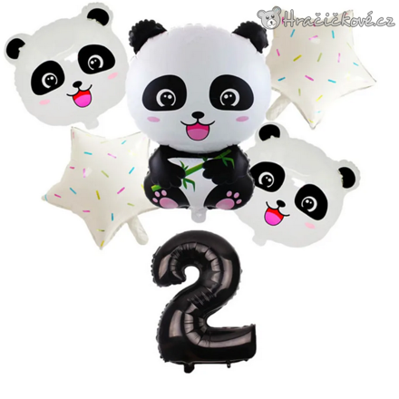 Panda narozeninová balónková sada 6 ks | Balónky s číslem 1–9