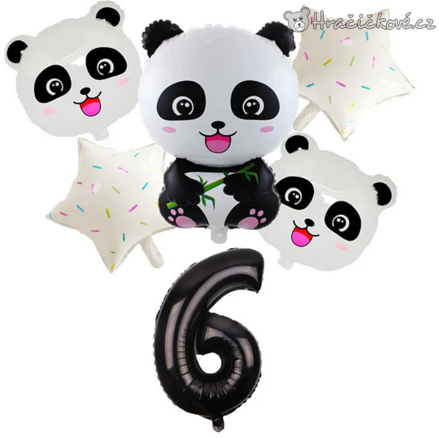 Panda narozeninová balónková sada 6 ks | Balónky s číslem 1–9
