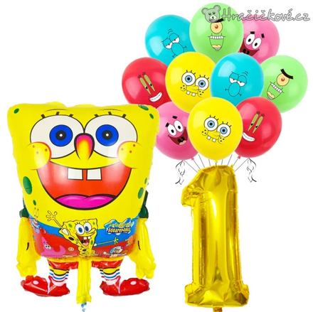 SpongeBob narozeninová balónková sada 12 ks | Balónky s číslem 0–9
