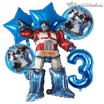 Transformers narozeninová balónková sada 6 ks | Balónky s číslem, typ 1