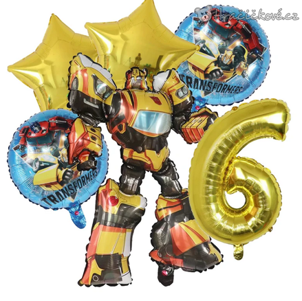Transformers narozeninová balónková sada 6 ks | Balónky s číslem, typ 2