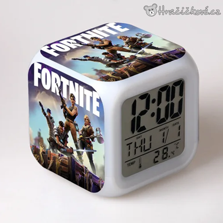LED budík Fortnite 7 barev | Digitální hodiny s alarmem, typ 3