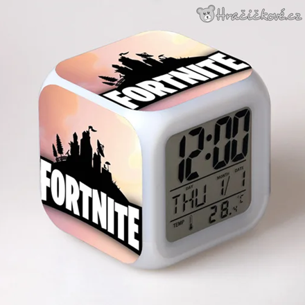 LED budík Fortnite 7 barev | Digitální hodiny s alarmem, typ 4