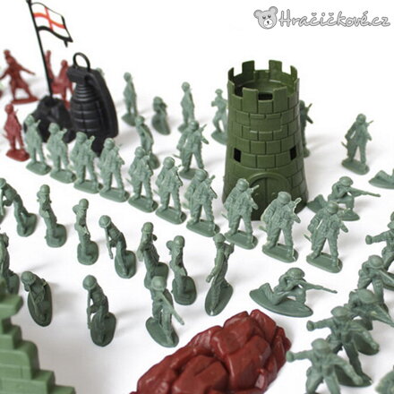 Velká sada plastových vojáčků 238 ks v batohu | Vojáci a vojenské doplňky 4 cm
