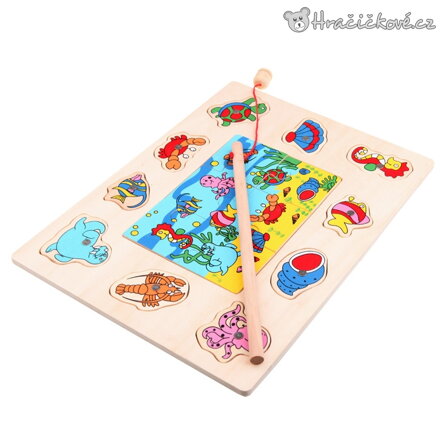 Zábavné rybářské puzzle s mořskými rybami
