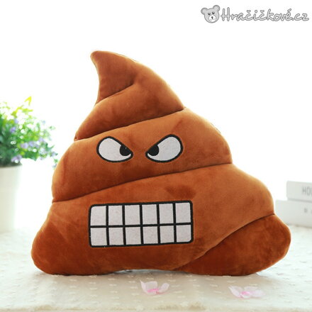 Plyšový polštář hovínko POO | Vtipný plyšový polštářek Emoji Poop, naštvaný