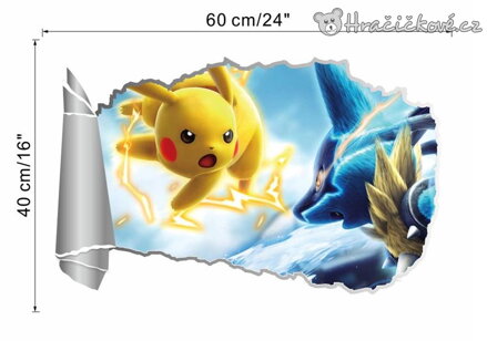Pokemon, samolepka na zeď, typ 2 – Pikachu