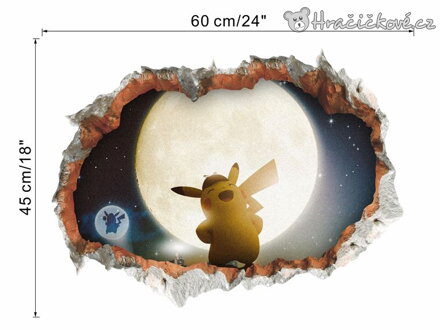 Samolepka na zeď Pokémon Typ 3 | Pikachu a měsíc 60x45cm