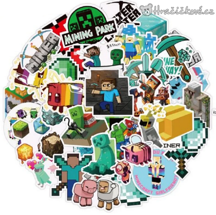 Samolepky Minecraft 50–100 ks | Herní samolepky pro fanoušky Minecraftu