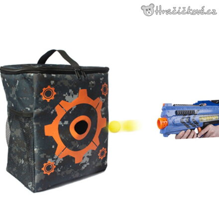 Set: Multifunkční taška / batoh na šipky Nerf s terčem + 100 nábojů