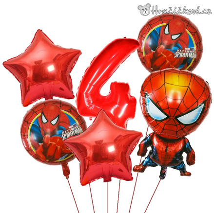 Spiderman narozeninová balónková sada 6 ks | Balónky s číslem 0–9 červené