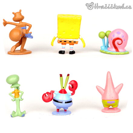 Figurky SpongeBob a kamarádi 3-6 cm 6 ks | Pohádkové figurky SpongeBob