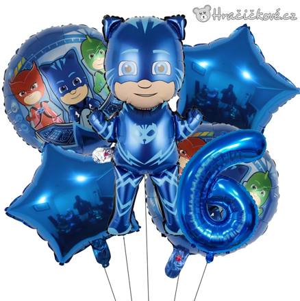 PJ Masks narozeninový set balónků 6 ks | Pyžamasky párty dekorace, typ 1