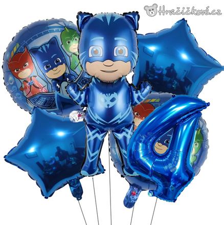PJ Masks narozeninový set balónků 6 ks | Pyžamasky párty dekorace, typ 1