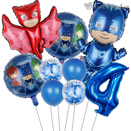 PJ Masks narozeninový set balónků 6 ks | Pyžamasky párty dekorace, typ 2