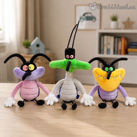 Plyšoví škodíci z Oggy a škodíci 15 cm | Joey, Marky a Dee Dee