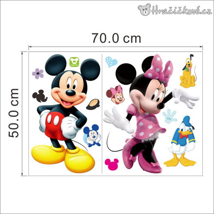 Samolepka na zeď Mickey a Minnie 70x50 cm | Disney dekorace