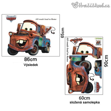 Samolepka na zeď Burák z pohádky Auta (Cars) | Dekorace do dětského pokoje