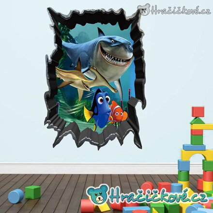 Samolepka na zeď Hledá se Nemo a Dory 70x50 cm | dekorace do dětského pokoje