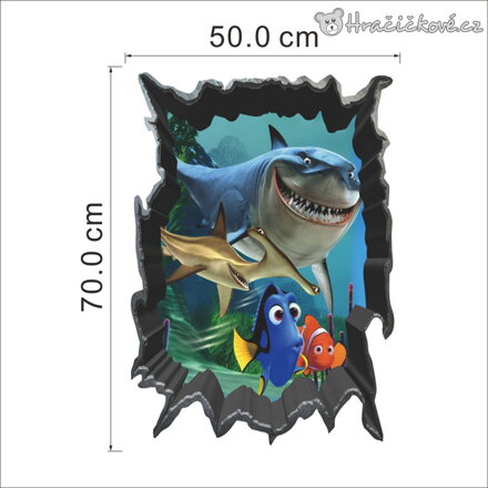 Samolepka na zeď Hledá se Nemo a Dory 70x50 cm | dekorace do dětského pokoje