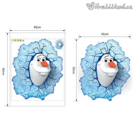 3D samolepka Olaf v rozbité zdi 50x41 cm | Samolepka Ledové království
