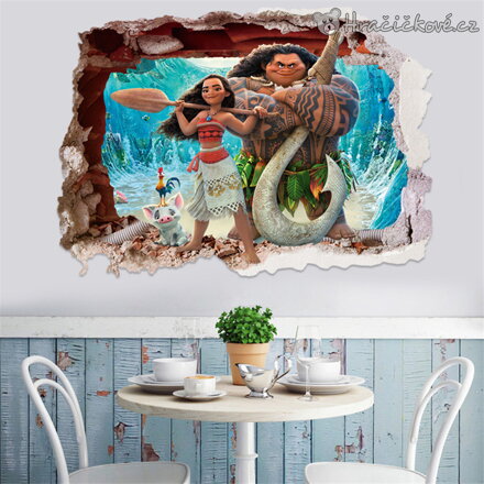 3D samolepka na zeď Odvážná Vaiana Moana 50x70 cm | dekorace do dětského pokoje