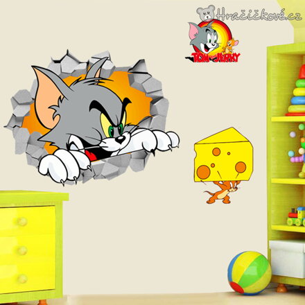 Samolepka na zeď Tom a Jerry 65x50 cm | Dekorace do dětského pokoje
