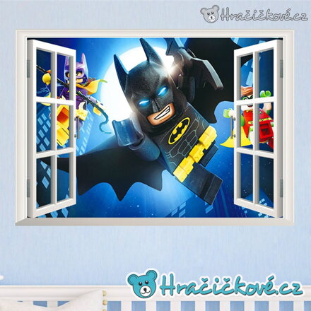 Samolepka na zeď Batman v otevřeném okně | 70x50 cm