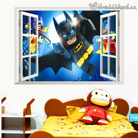 Samolepka na zeď Batman v otevřeném okně | 70x50 cm