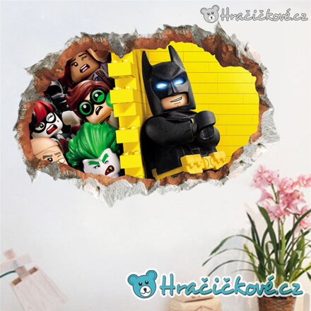 Samolepka na zeď Batman u žluté zdi 70x50 cm | Superhrdinská dekorace