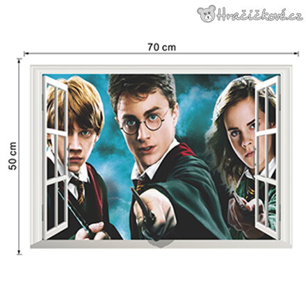 Samolepka na zeď Harry Potter, Hermiona a Ron 70x50 cm | Harry Potter