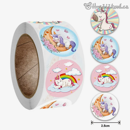 500 ks samolepek Jednorožec Unicorn | Samolepky v roli pro děti