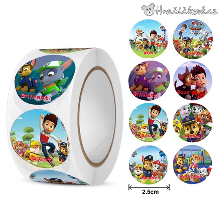 500 ks samolepek Paw Patrol | Samolepky Tlapková patrola v roli