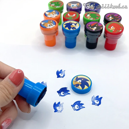 Razítka Sonic 12 ks | Dětská razítka Ježek Sonic pro kreativní tvoření