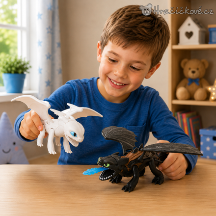 Figurka Light Fury a Bezzubka Jak vycvičit draka 20 cm | Drak z filmu