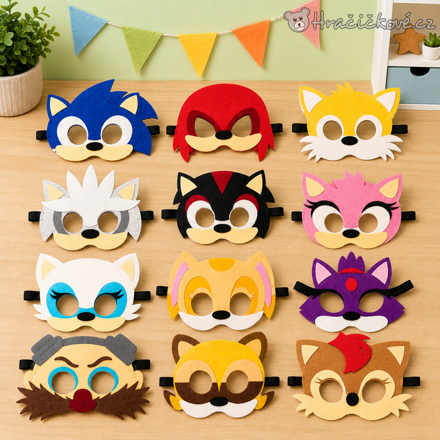Maska Sonic na gumičku 12 ks | Párty masky Sonic pro děti