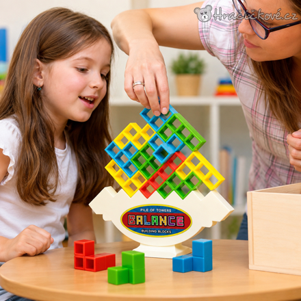 Zábavná hra Tetra Tower Game 48 ks | Balanční věž Tetris pro děti