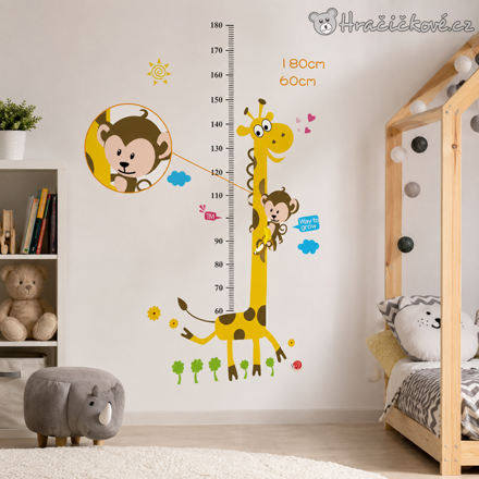Nalepovací metr na zeď se žirafou 130 × 80 cm | Dětská samolepka