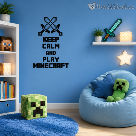 3D Minecraft samolepka na zeď 60x30 cm | Herní dekorace do pokojíčku