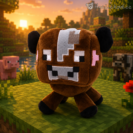 Minecraft plyšový hnědý Mooshroom 16 cm | Plyšák Minecraft pro děti
