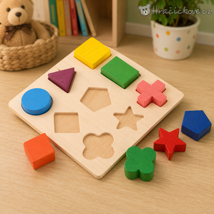 Dřevěné puzzle pro nejmenší tvary | Montessori vzdělávací hračka