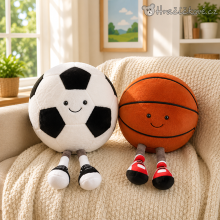 Plyšový míč Football a Basketbal 20–25 cm | Plyšový sportovní míč pro děti