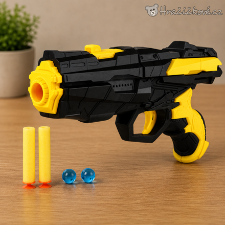 Nerf pistole na vodní náboje nebo měkké šipky 18 cm oranžová | Dětská pistole typu Nerf