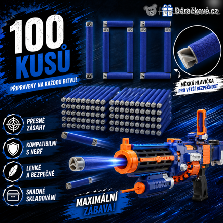 100 ks Tornado náboje Nerf 7,2 cm | Pěnové šipky do pistolí typu Nerf s vylepšenou špičkou