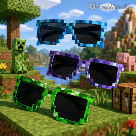 Sluneční brýle Minecraft styl | Pixelové brýle pro děti