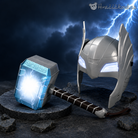 Thor svítící kladivo a maska | Kostým Avengers pro děti