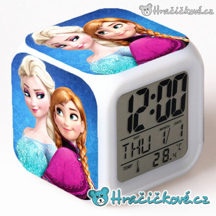  Ledové království – digitální LED budík (hodiny), 7 barev (Frozen)