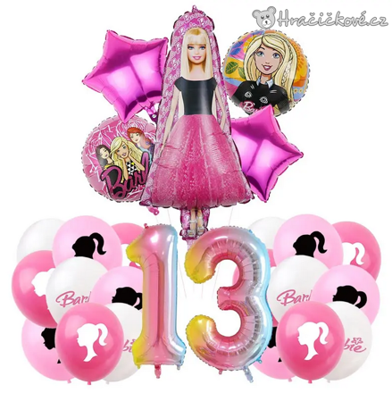 Barbie narozeninová balónková sada 15 ks | Balónky s číslem 1–13